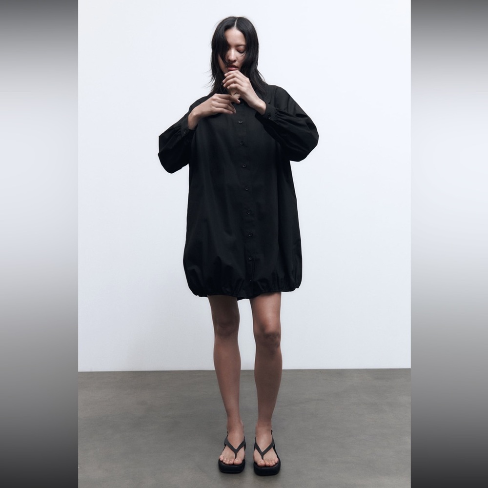 BIG COLLAR POPLIN DRESS